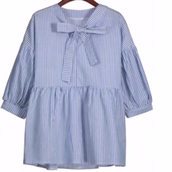 Zaful Tops - Zaful NWT Striped Blue and White Tie Blouse